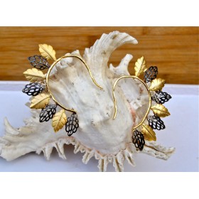 Modern Black Gold Ear Cuff Earrings